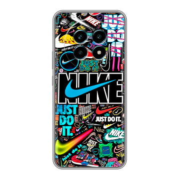 Силиконовый чехол на Realme 13 Pro Plus с принтом найк nike черный