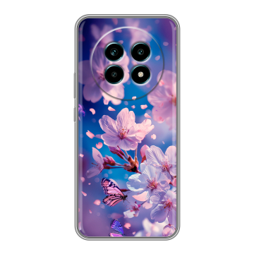 Силиконовый чехол на Realme 13 Pro Plus с принтом цветы бабочки