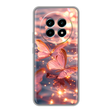 Силиконовый чехол на Realme 13 Pro Plus с принтом бабочки розовые Силиконовый чехол на Realme 13 Pro Plus с принтом бабочки розовые