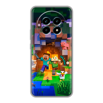 Силиконовый чехол на Realme 13 Pro Plus с принтом Майнкрафт Minecraft
