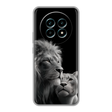 Силиконовый чехол на Realme 13 Pro Plus с принтом Лев кошки