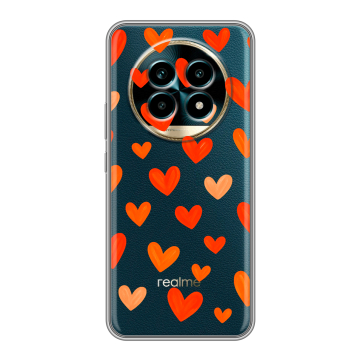 Силиконовый чехол на Realme 13 Pro Plus с принтом Сердечки