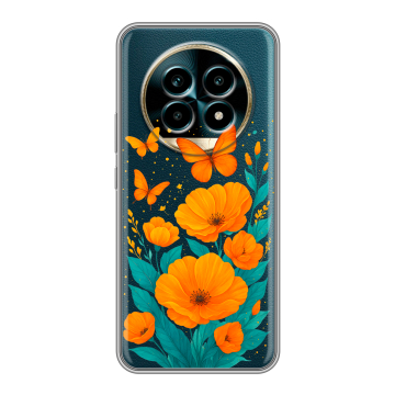 Силиконовый чехол на Realme 13 Pro Plus с принтом цветы бабочки