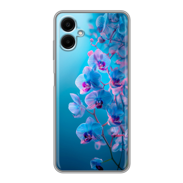 Силиконовый чехол на Samsung Galaxy A06 с принтом голубые орхидеи Силиконовый чехол на Samsung Galaxy A06 с принтом голубые орхидеи
