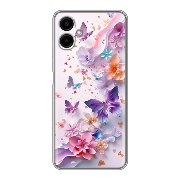Силиконовый чехол на Samsung Galaxy A06 с принтом цветы бабочки Силиконовый чехол на Samsung Galaxy A06 с принтом цветы бабочки