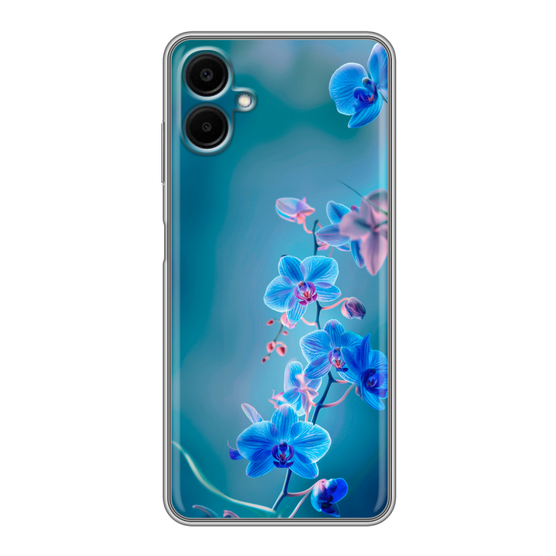 Силиконовый чехол на Samsung Galaxy A06 с принтом Голубые цветы Силиконовый чехол на Samsung Galaxy A06 с принтом Голубые цветы