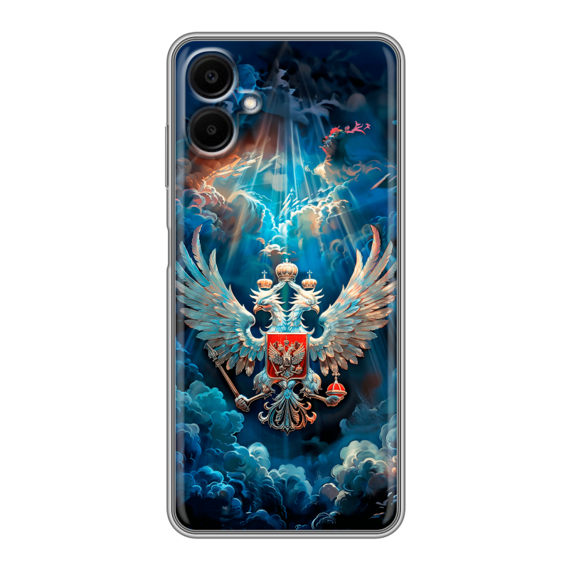Силиконовый чехол на Samsung Galaxy A06 с принтом Герб флаг России Силиконовый чехол на Samsung Galaxy A06 с принтом Герб флаг России
