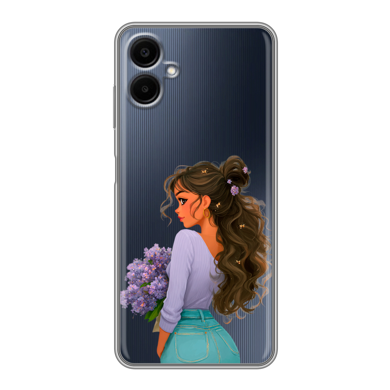 Силиконовый чехол на Samsung Galaxy A06 с принтом девушка цветы Силиконовый чехол на Samsung Galaxy A06 с принтом девушка цветы