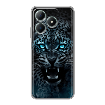 Силиконовый чехол на Realme C61 4G с принтом Темный леопард