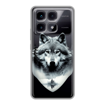 Силиконовый чехол на Xiaomi Redmi K70 Ultra с принтом Волк в лесу