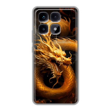 Силиконовый чехол на Xiaomi Redmi K70 Ultra с принтом Золотой дракон Силиконовый чехол на Xiaomi Redmi K70 Ultra с принтом Золотой дракон