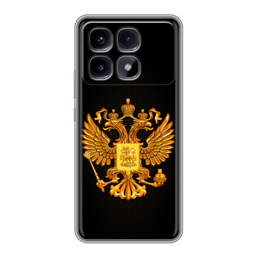 Силиконовый чехол на Xiaomi Redmi K70 Ultra с принтом Герб России желтый Силиконовый чехол на Xiaomi Redmi K70 Ultra с принтом Герб России желтый