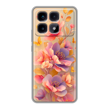 Силиконовый чехол на Xiaomi Redmi K70 Ultra с принтом Цветы и бабочки