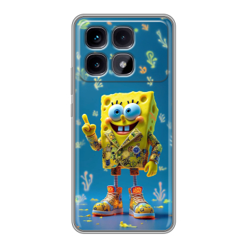 Силиконовый чехол на Xiaomi Redmi K70 Ultra с принтом Спанч боб Спанчбоб