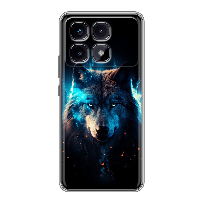 Силиконовый чехол на Xiaomi Redmi K70 Ultra с принтом Волк ночной Силиконовый чехол на Xiaomi Redmi K70 Ultra с принтом Волк ночной