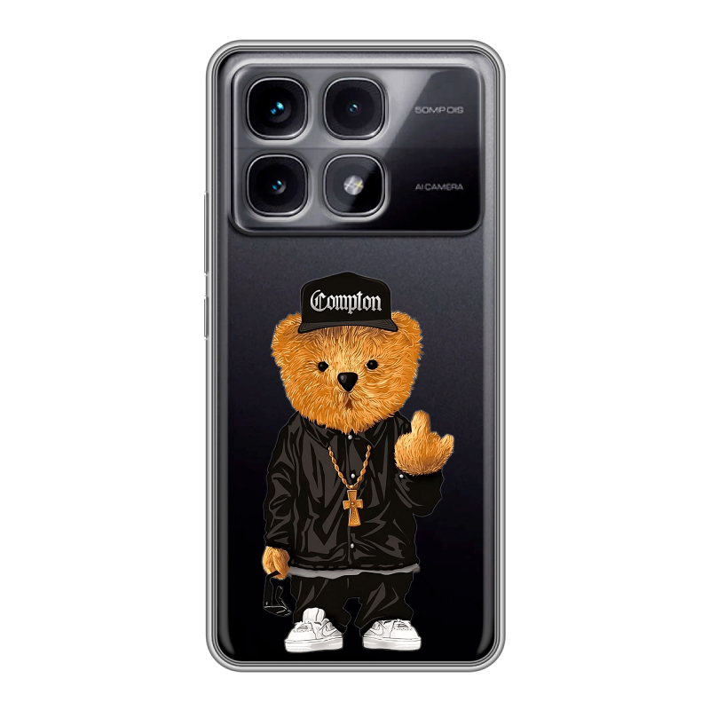 Силиконовый чехол на Xiaomi Redmi K70 Ultra с принтом Плюшевый медведь Силиконовый чехол на Xiaomi Redmi K70 Ultra с принтом Плюшевый медведь
