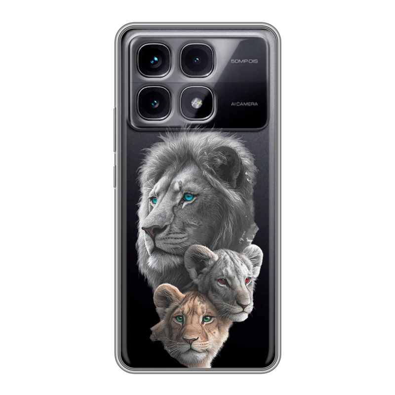 Силиконовый чехол на Xiaomi Redmi K70 Ultra с принтом Львы Силиконовый чехол на Xiaomi Redmi K70 Ultra с принтом Львы