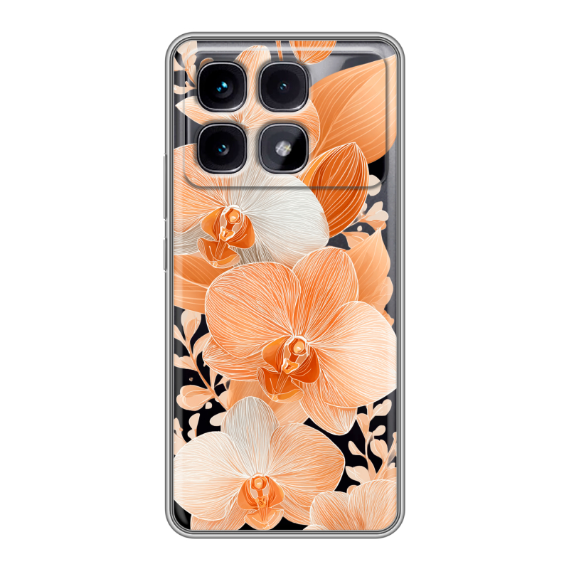 Силиконовый чехол на Xiaomi Redmi K70 Ultra с принтом Бежевые цветы Силиконовый чехол на Xiaomi Redmi K70 Ultra с принтом Бежевые цветы