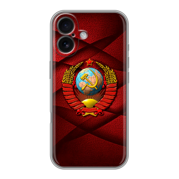 Силиконовый чехол на Iphone 16 с принтом Герб СССР Силиконовый чехол на Iphone 16 с принтом Герб СССР