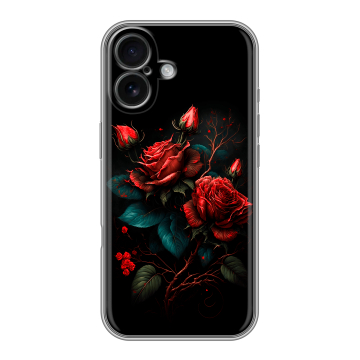Силиконовый чехол на Iphone 16 с принтом Розы красные Силиконовый чехол на Iphone 16 с принтом Розы красные
