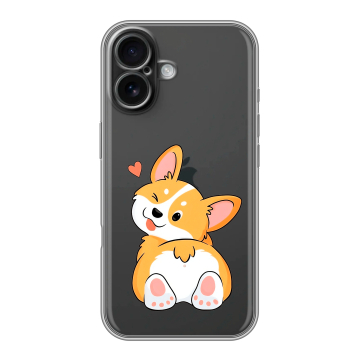 Силиконовый чехол на Iphone 16 с принтом Корги Силиконовый чехол на Iphone 16 с принтом Корги