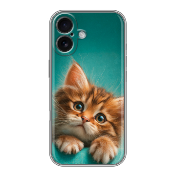 Силиконовый чехол на Iphone 16 с принтом котенок Силиконовый чехол на Iphone 16 с принтом котенок