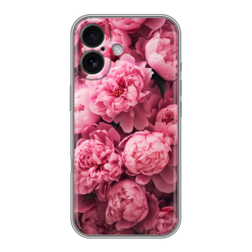 Силиконовый чехол на Iphone 16 с принтом цветы пионы Силиконовый чехол на Iphone 16 с принтом цветы пионы