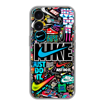 Силиконовый чехол на Iphone 16 с принтом найк nike черный Силиконовый чехол на Iphone 16 с принтом найк nike черный