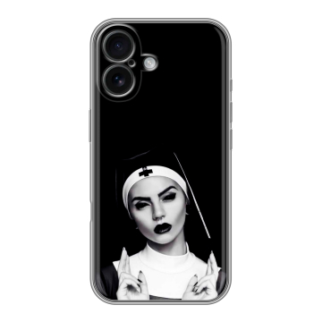 Силиконовый чехол на Iphone 16 с принтом монашка Силиконовый чехол на Iphone 16 с принтом монашка