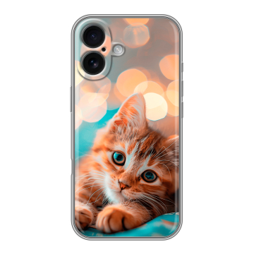 Силиконовый чехол на Iphone 16 с принтом котик Силиконовый чехол на Iphone 16 с принтом котик