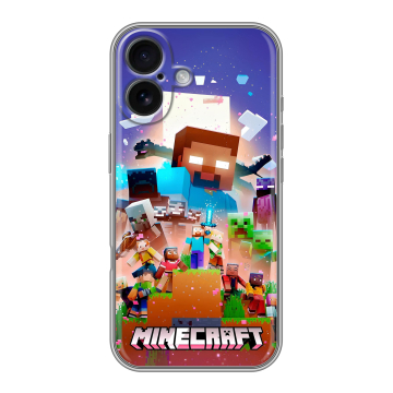 Силиконовый чехол на Iphone 16 с принтом Майнкрафт Minecraft Силиконовый чехол на Iphone 16 с принтом Майнкрафт Minecraft