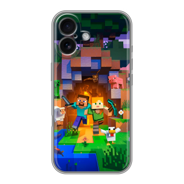 Силиконовый чехол на Iphone 16 с принтом Майнкрафт Minecraft Силиконовый чехол на Iphone 16 с принтом Майнкрафт Minecraft