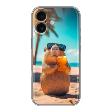 Силиконовый чехол на Iphone 16 с принтом Капибара