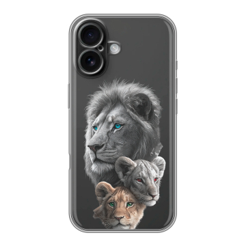 Силиконовый чехол на Iphone 16 с принтом Львы