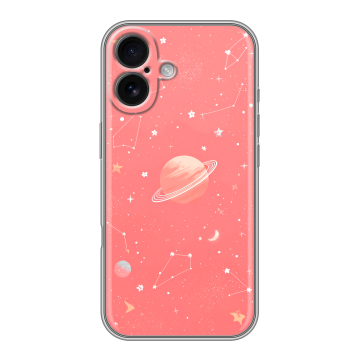 Силиконовый чехол на Iphone 16 с принтом Розовый космос
