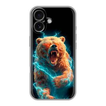 Силиконовый чехол на Iphone 16 с принтом Медведь
