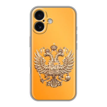 Силиконовый чехол на Iphone 16 с принтом Герб Флаг России