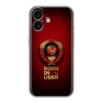 Силиконовый чехол на Iphone 16 с принтом Флаг Герб СССР