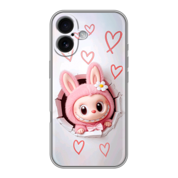 Силиконовый чехол на Iphone 16 с принтом Labubu Лабубу