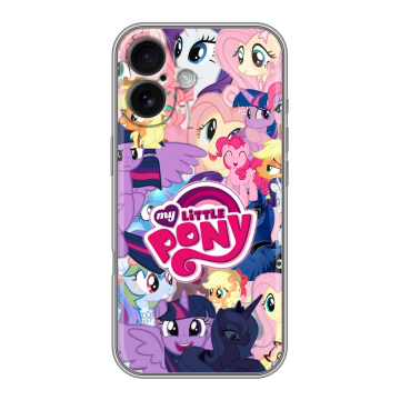 Силиконовый чехол на Iphone 16 с принтом My little pony Дружба чудо