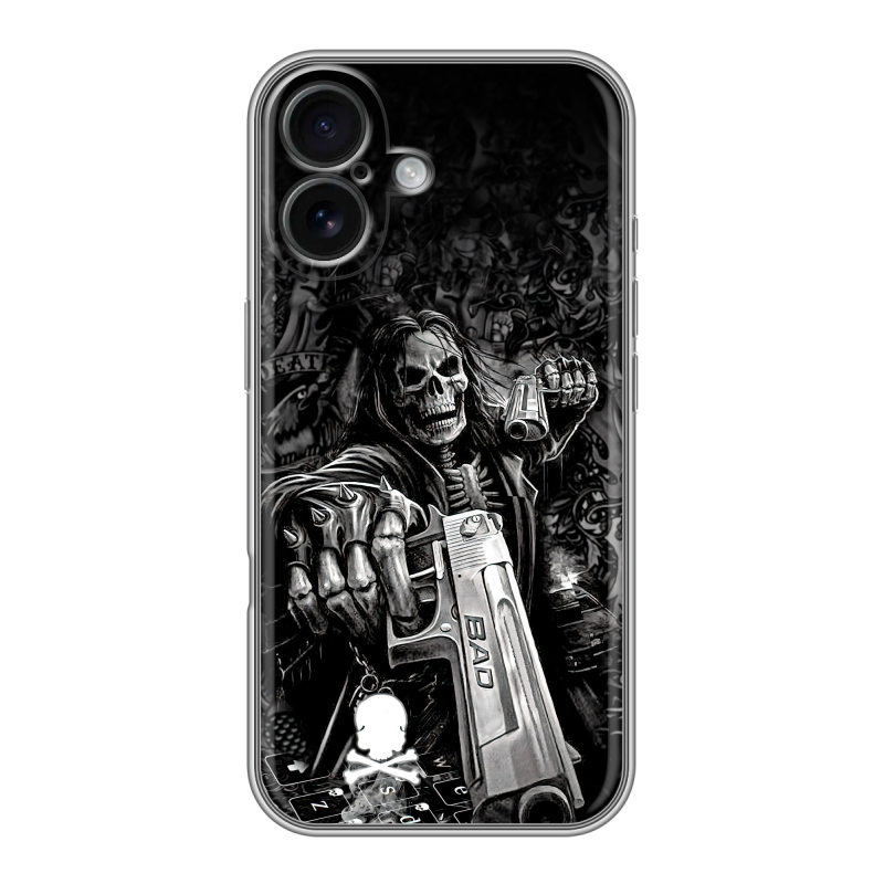 Силиконовый чехол на Iphone 16 с принтом Скелет Силиконовый чехол на Iphone 16 с принтом Скелет