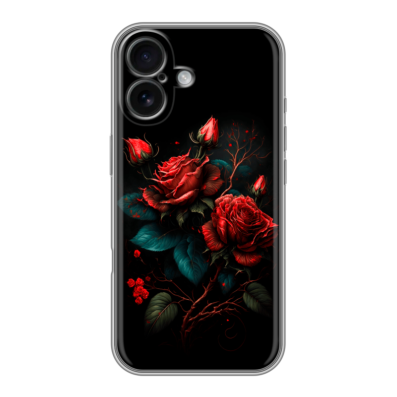 Силиконовый чехол на Iphone 16 с принтом Розы красные Силиконовый чехол на Iphone 16 с принтом Розы красные