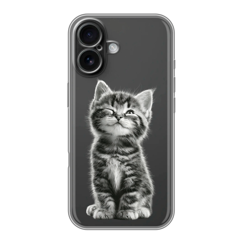 Силиконовый чехол на Iphone 16 с принтом Котенок Силиконовый чехол на Iphone 16 с принтом Котенок