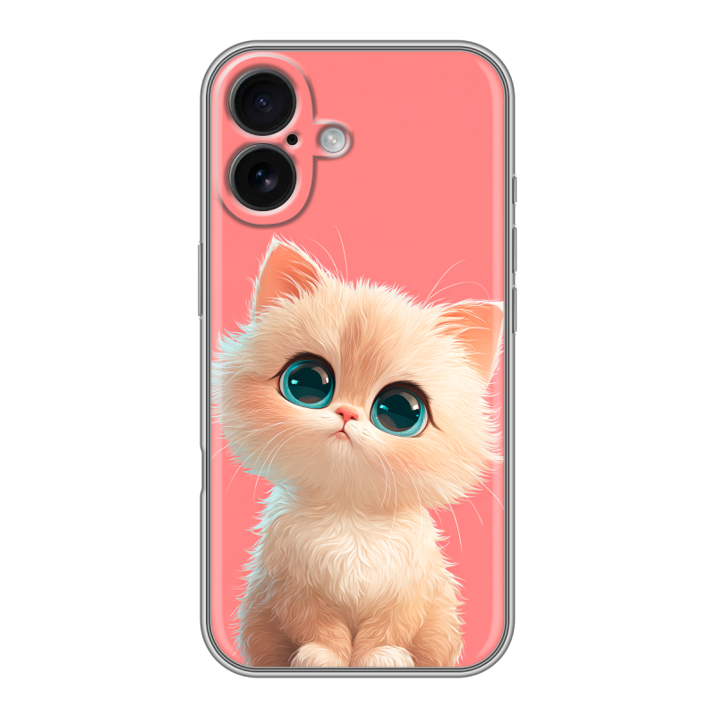 Силиконовый чехол на Iphone 16 с принтом Розовый котенок Силиконовый чехол на Iphone 16 с принтом Розовый котенок