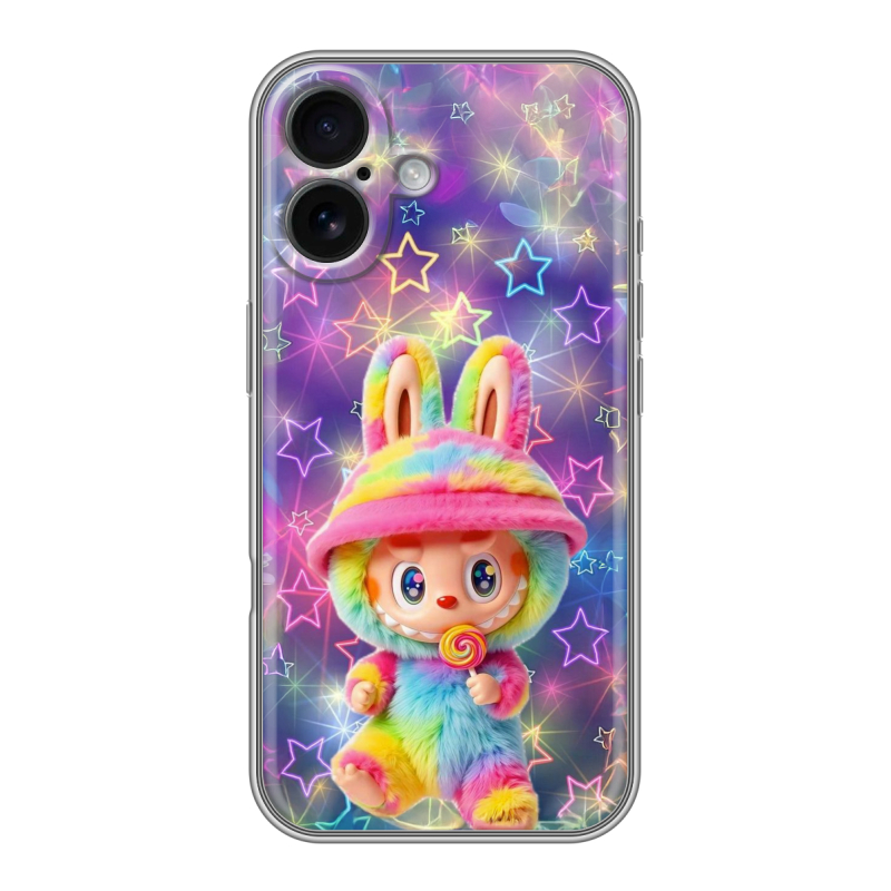 Силиконовый чехол на Iphone 16 с принтом Labubu Лабубу Силиконовый чехол на Iphone 16 с принтом Labubu Лабубу