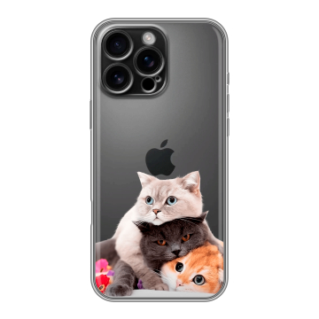 Силиконовый чехол на Iphone 16 Pro Max с принтом Кошки Силиконовый чехол на Iphone 16 Pro Max с принтом Кошки