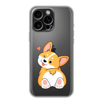 Силиконовый чехол на Iphone 16 Pro Max с принтом Корги Силиконовый чехол на Iphone 16 Pro Max с принтом Корги
