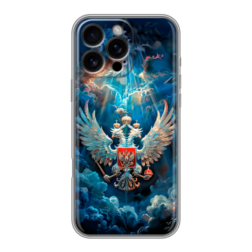 Силиконовый чехол на Iphone 16 Pro Max с принтом Герб флаг России Силиконовый чехол на Iphone 16 Pro Max с принтом Герб флаг России