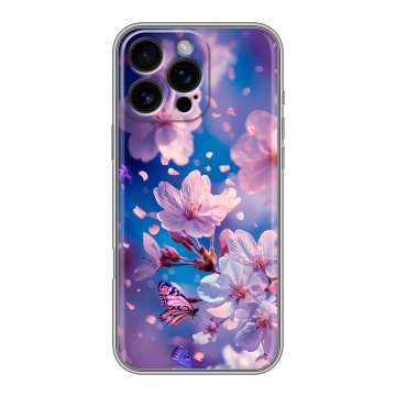 Силиконовый чехол на Iphone 16 Pro Max с принтом цветы бабочки Силиконовый чехол на Iphone 16 Pro Max с принтом цветы бабочки