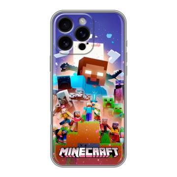 Силиконовый чехол на Iphone 16 Pro Max с принтом Майнкрафт Minecraft